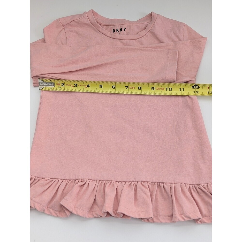 DKNY Girls' (Size 6) Long Sleeve Tee/Top w/Sequins Logo & Ruffled Hem - Picture 8 of 12